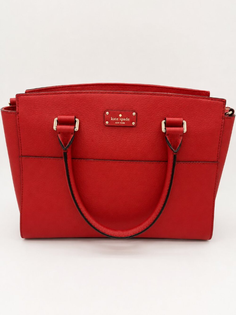 Kate Spade New York Red Leather Satchel Handbag Gold Hardware